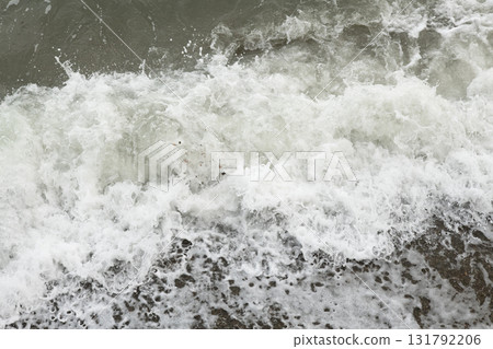 beautiful wave on sea at storm at cloudy day. close up. top view beautiful wave on sea at storm at cloudy day. close up. top view 131792206