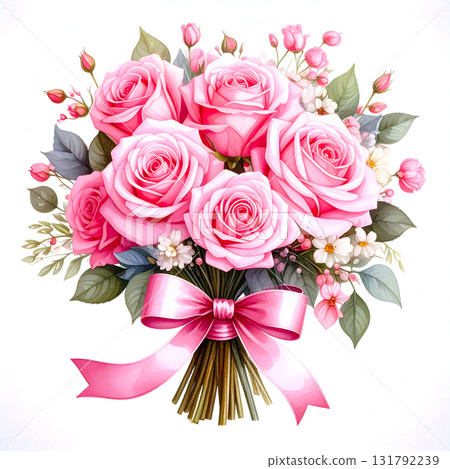 Pink roses bouquet 131792239