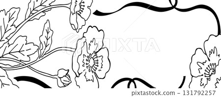 簡單的水平花框、手繪插圖、線條描框 131792257