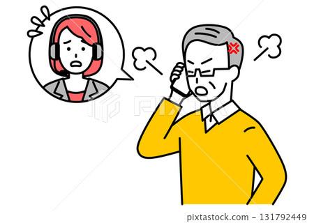 An elderly man getting angry over the phone with customer support An elderly man getting angry over the phone with customer support 131792449