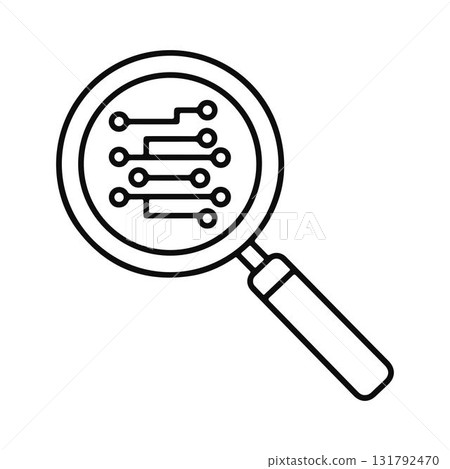 Magnifying Glass on Circuit Board. Technology Research Concept. 131792470