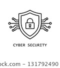 Digital Security Protection. Network Security Shield with Lock. 131792490