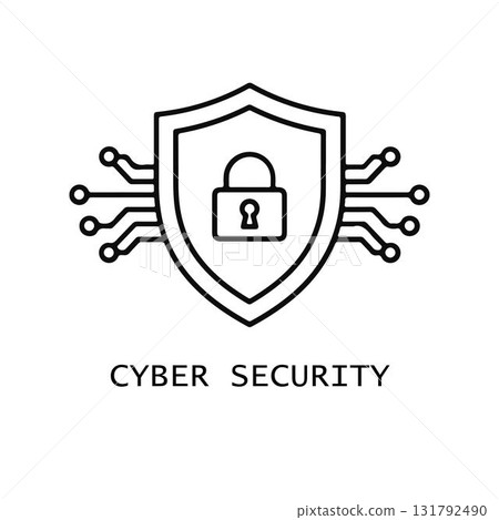 Digital Security Protection. Network Security Shield with Lock. 131792490