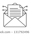 Digital Communication Concept. Electronic Mail with Network Symbols. 131792496