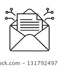 Digital Communication Concept. Electronic Mail with Network Symbols. 131792497