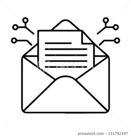Digital Communication Concept. Electronic Mail with Network Symbols. 131792497