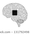 Brain Chip Interface. Neural Network Integration. Brain Implant Technology. 131792498