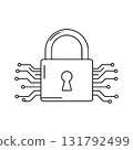 Digital Security and Data Protection. Cyber Security Lock with Circuit Board. 131792499