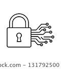Digital Security and Data Protection. Cyber Security Lock with Circuit Board. 131792500