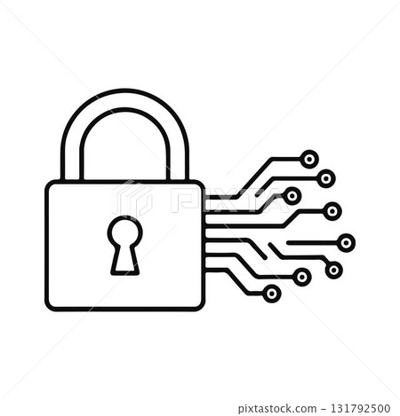 Digital Security and Data Protection. Cyber Security Lock with Circuit Board. Digital Security and Data Protection. Cyber Security Lock with Circuit Board. 131792500
