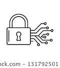 Digital Security and Data Protection. Cyber Security Lock with Circuit Board. 131792501