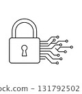Digital Security and Data Protection. Cyber Security Lock with Circuit Board. 131792502