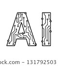 AI Circuit Board Letters. Circuit Board Artificial Intelligence Text. 131792503