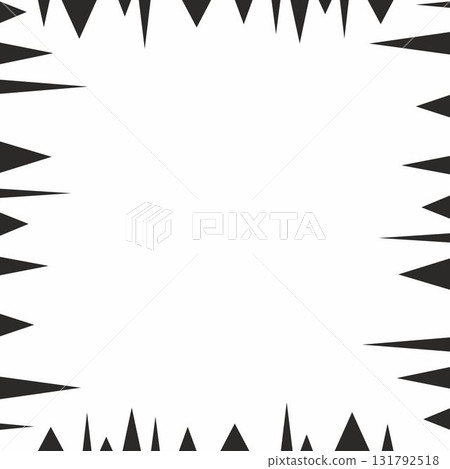 Black triangles pattern square frame border. White background. Empty space for text or picture. Black triangles pattern square frame border. White background. Empty space for text or picture. 131792518