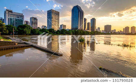 water flood in the city 131793028