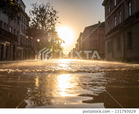 water flood in the city water flood in the city 131793029
