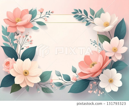 Copy space in the center. Floral frame design. AI-generated illustration. Copy space in the center. Floral frame design. AI-generated illustration. 131793323