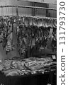 Pork sold at a butcher shop in the Hong Kong market. Higher and more expensive than beef and chicken. Chinese love pork 131793730