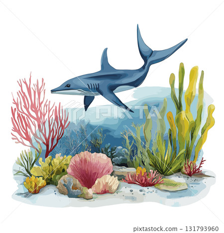 Bonaire Marine Park. Bonaire Marine Park hand drawn watercolor illustration 131793960