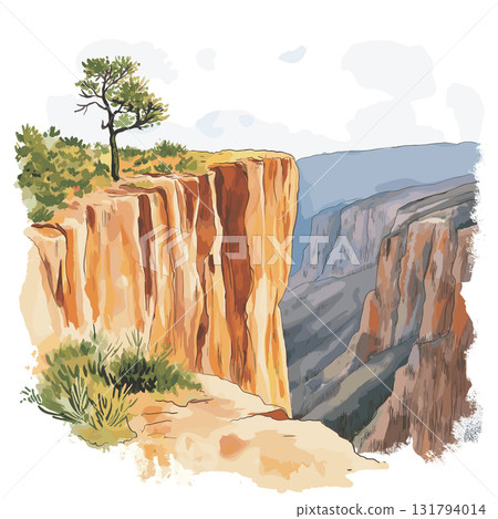 Copper Canyon. Copper Canyon hand drawn watercolor illustration Copper Canyon. Copper Canyon hand drawn watercolor illustration 131794014