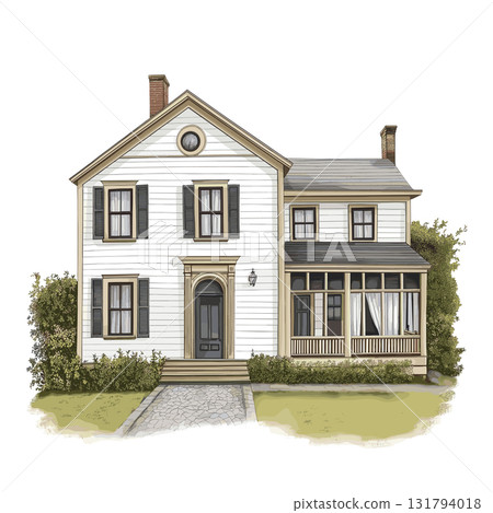 Craigflower Manor. Craigflower Manor hand drawn watercolor illustration Craigflower Manor. Craigflower Manor hand drawn watercolor illustration 131794018