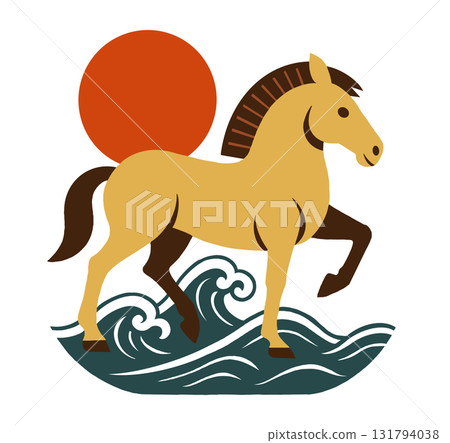 中國十二生肖馬年插畫 中國十二生肖馬年插畫 131794038