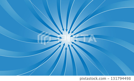 Background material of blue arrows gathering in a spiral shape | Circulation, flow, data, and energy concentration 131794498