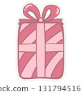 Party sticker collection set. Cute pastel colors. Can be used for card, invitation, border. Isolated illustration of birthday, elements like gift, cake, balloon, hand drawn cartoon illustration. 131794516