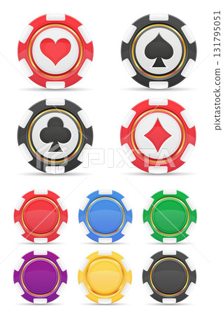 colored casino game chips cartoon stock vector illustration 131795051