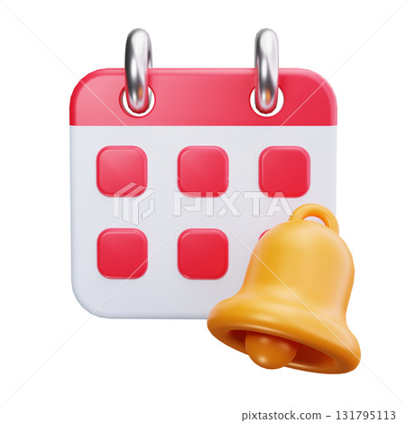 3d red calendar with a yellow bell. 131795113