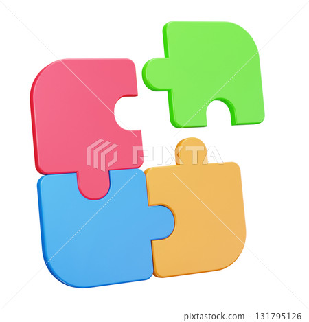 Four colorful puzzle pieces. 131795126