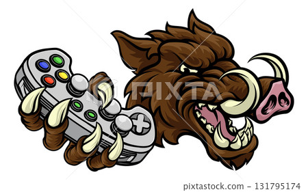 Boar Wild Hog Razorback Warthog Pig Gaming Mascot 131795174