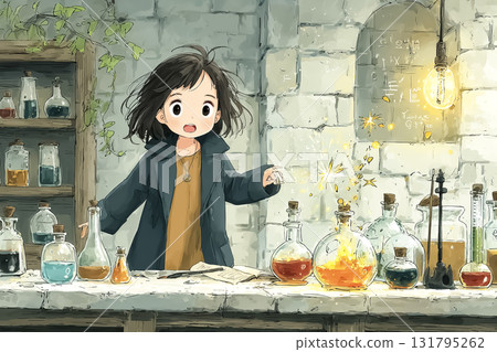 Miyu Series: A scene where the Miyu witch is creating a new magic in the laboratory 131795262