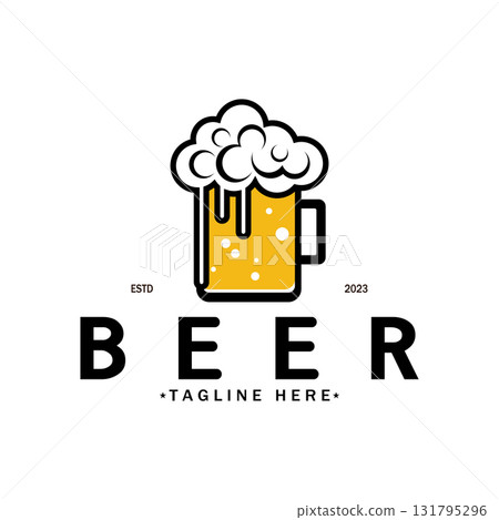 Beer logo template with vintage craft wheat.For badge, emblem,malt,beer company,bar,alcoholic drink 131795296