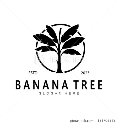 Simple Silhouette Banana Tree  Logo. Flat Design vector 131795313