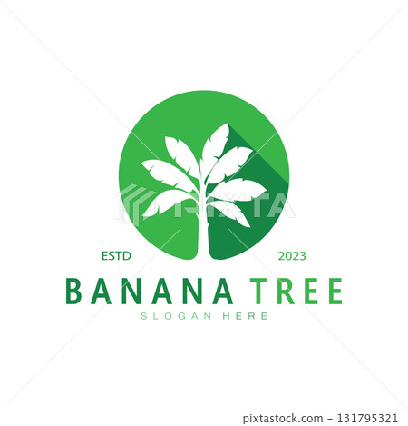 Simple Silhouette Banana Tree  Logo. Flat Design vector 131795321