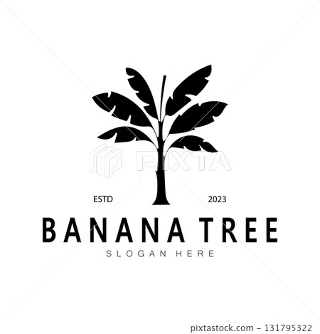 Simple Silhouette Banana Tree Logo. Flat Design vector Simple Silhouette Banana Tree Logo. Flat Design vector 131795322