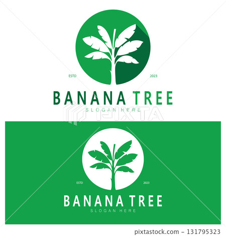 Simple Silhouette Banana Tree Logo. Flat Design vector Simple Silhouette Banana Tree Logo. Flat Design vector 131795323