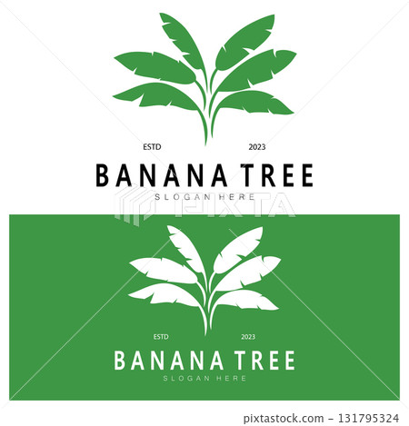 Simple Silhouette Banana Tree  Logo. Flat Design vector 131795324