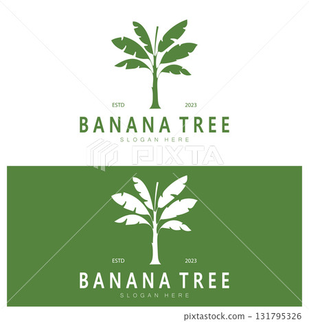 Simple Silhouette Banana Tree  Logo. Flat Design vector 131795326