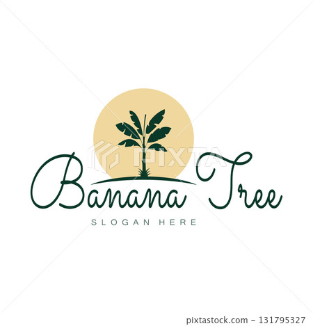 Simple Silhouette Banana Tree  Logo. Flat Design vector 131795327