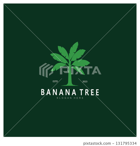 Simple Silhouette Banana Tree  Logo. Flat Design vector 131795334