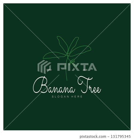 Simple Silhouette Banana Tree  Logo. Flat Design vector 131795345
