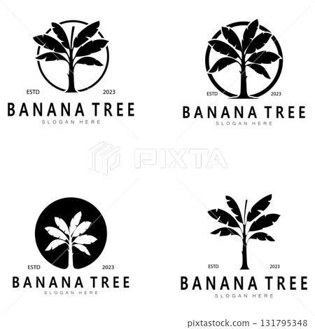Simple Silhouette Banana Tree  Logo. Flat Design vector Simple Silhouette Banana Tree  Logo. Flat Design vector 131795348