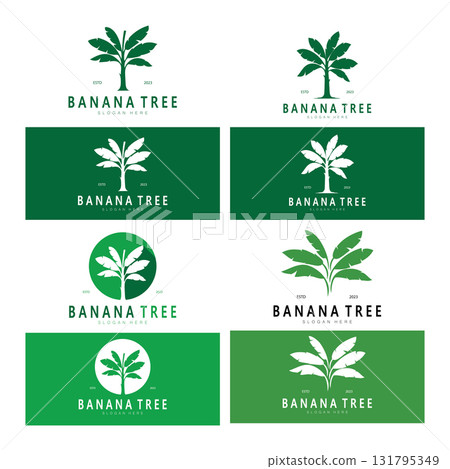 Simple Silhouette Banana Tree Logo. Flat Design vector Simple Silhouette Banana Tree Logo. Flat Design vector 131795349