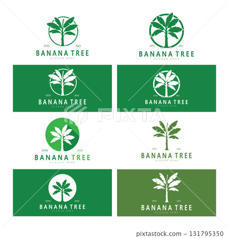 Simple Silhouette Banana Tree Logo. Flat Design vector Simple Silhouette Banana Tree Logo. Flat Design vector 131795350