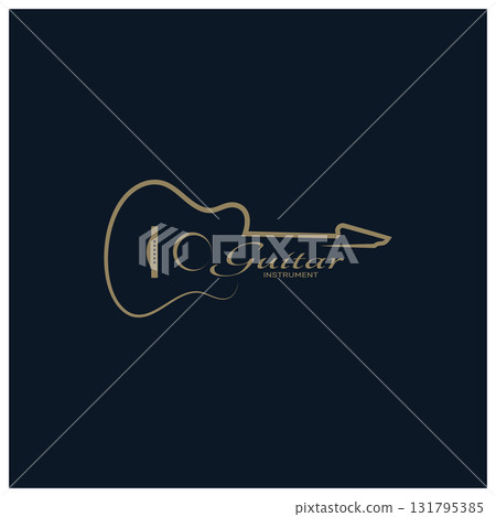 Simple musical guitar instrument logo, for guitar shop, music instrument store, orchestra, guitar lessons, apps, games, music studio, vector Simple musical guitar instrument logo, for guitar shop, music instrument store, orchestra, guitar lessons, apps, games, music studio, vector 131795385