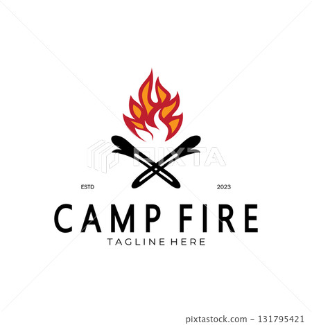vintage and retro tent logo, camping. With tent, tree and bonfire sign. adventurers, scouts, climbers, camping equipment center vintage and retro tent logo, camping. With tent, tree and bonfire sign. adventurers, scouts, climbers, camping equipment center 131795421