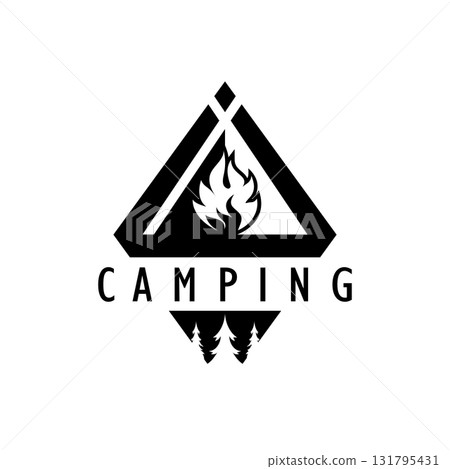 vintage and retro tent logo, camping. With tent, tree and bonfire sign. adventurers, scouts, climbers, camping equipment center vintage and retro tent logo, camping. With tent, tree and bonfire sign. adventurers, scouts, climbers, camping equipment center 131795431