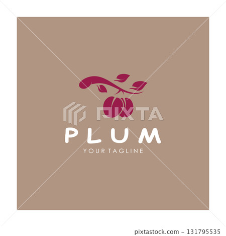 plum fruit logo with leaves, design of plum plantation, fruit shop, plum products, with simple vector editing plum fruit logo with leaves, design of plum plantation, fruit shop, plum products, with simple vector editing 131795535